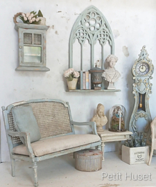 Zeer Brocante Bankje in Zweeds Blauw