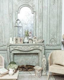 Zeer Brocante Wandpaneel met Schouw en Spiegel
