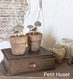 Oude Pot met Paddestoelen.