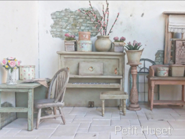 Oude Brocante Romantische Piano met Kruk