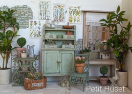 Brocante Kast met Opzet en 4 Bakken