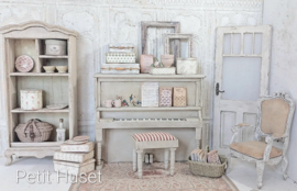 Oude Brocante Piano + Krukje