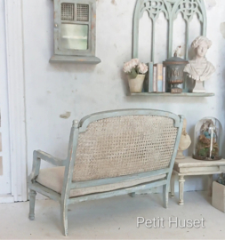 Zeer Brocante Bankje in Zweeds Blauw