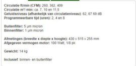 Stof filter voor werkplaats inclusief afstandbediening en timer functie