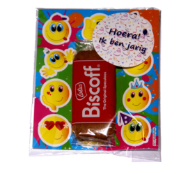 traktatiezakje Emoji met rozijnen of Biscoff koekjes