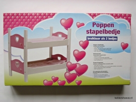 Poppen enkel en/of stapelbed - Wit/Roze