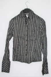 Miss Etam zwart/zilver gestreepte blouse-S