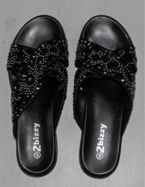 2Bizzy zwarte slippers-40
