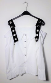 Witte blouse met zwarte banden- XL