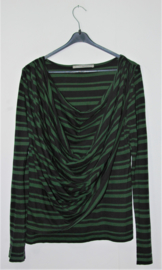 Cora Kemperman zwart/groen gestreept shirt-XL
