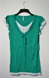 G-Ladies groen/wit shirt-S/M