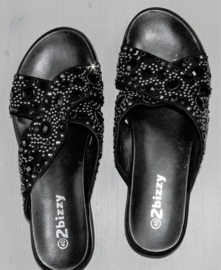 2Bizzy zwarte slippers-40