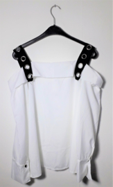 Witte blouse met zwarte banden- XL