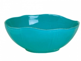 Rice Italian stoneware salad bowl turquoise, large