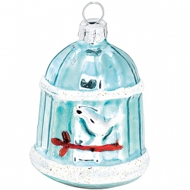 Greengate Xmas ball bird house blue