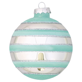 Greengate xmas ball glass Stripe mint