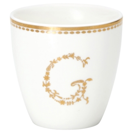 Greengate Stoneware White G mini latte cup