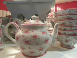 Greengate Stoneware Flora white teapot