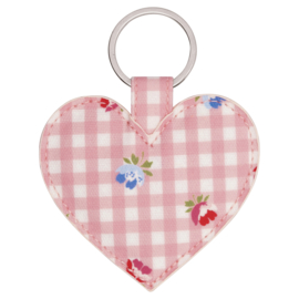 Greengate keyring heart Viola check pale pink