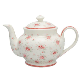 Greengate Stoneware Flora white teapot