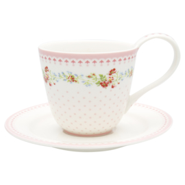 Greengate Stoneware Sinja white cup & saucer