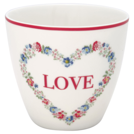 Greengate Stoneware Heart love white latte cup