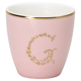 Greengate Stoneware Pale pink G Mini latte cup