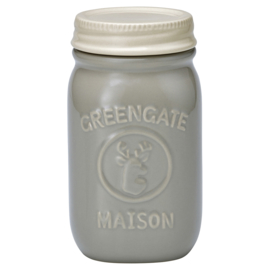 Greengate Jar Maison pale warm grey, H:15cm.