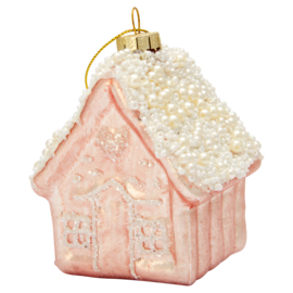 Greengate xmas glass house pale pink hanger