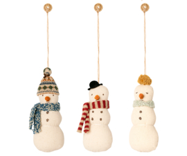 Maileg fabric snowman-hanger 3 assorti