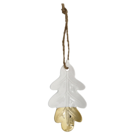 Greengate Ornament Ceramic Acorn leaf white/gold