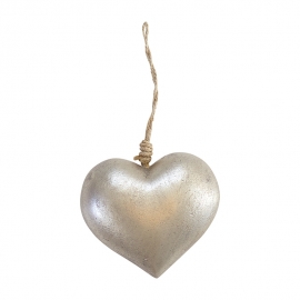 Greengate wooden heart-hanger, silver