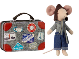 Maileg mouse big brother, racer in suitcase