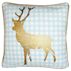 Greengate cushion cover pale blue gold deer piece/printed
