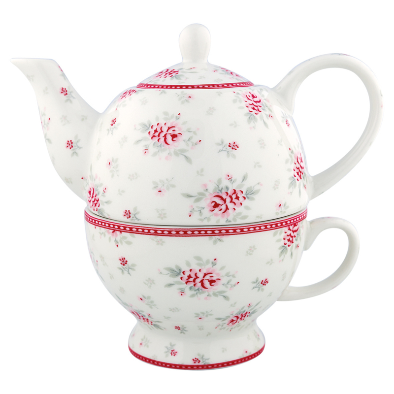 Greengate Stoneware Flora White tea for 1