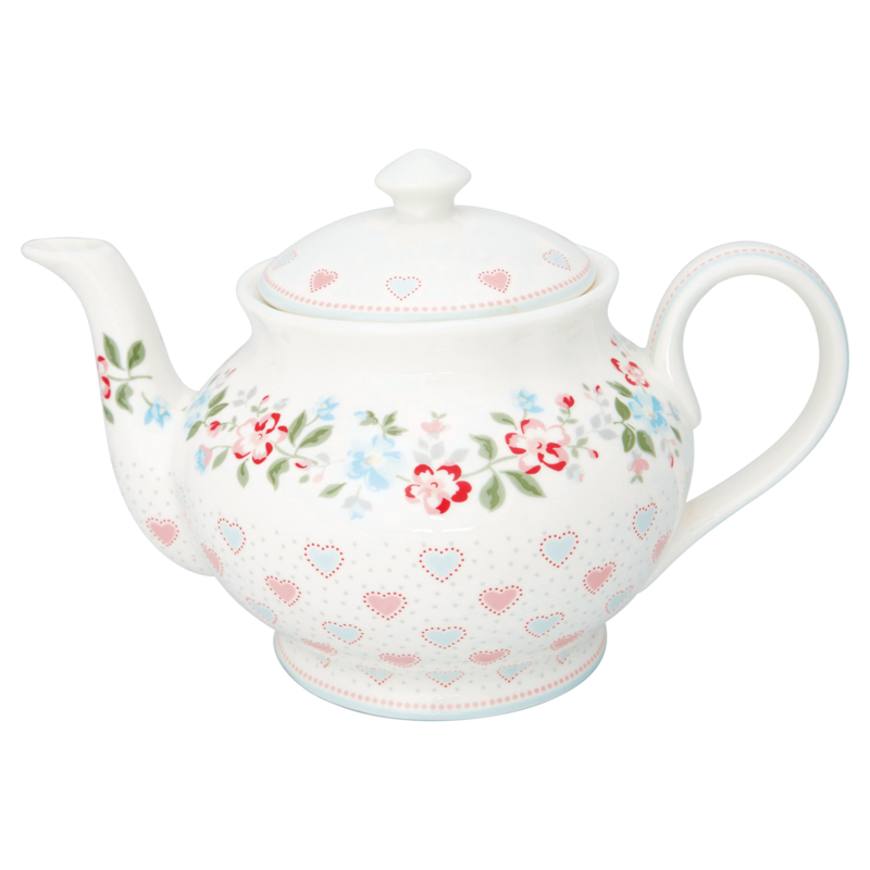 Greengate Stoneware Sonia white teapot