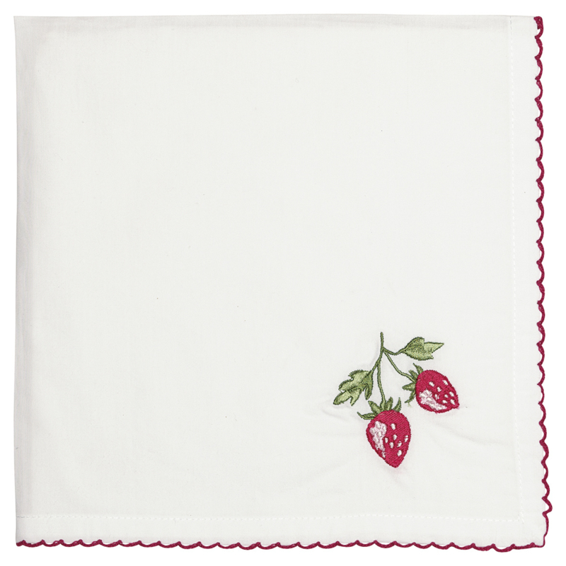 Greengate bread basket napkin Strawberry red w/embroidery