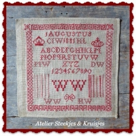 S&K  reproductie merklap "WW 1881" patroon of pakketje