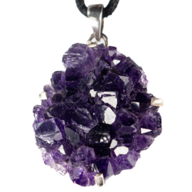 Amethist,  zilveren hanger | cluster 1x UNIEK