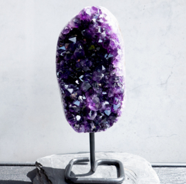 Amethist Cluster-Geode, op metalen staander,  1,14 kilo, 1x UNIEK