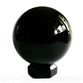 Obsidiaan zwart Bol  ø ca  8,5  cm Obs.standaard