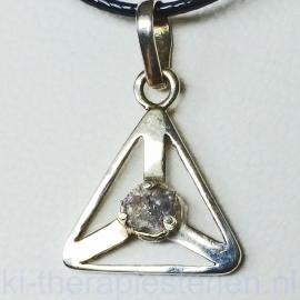 Diamant ruw Zilveren hanger |  triangel p.st.