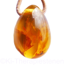 Barnsteen,  Amber natuur hanger 'druppel' vorm 1x uniek ex.