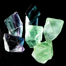 Fluoriet, groen, blauw  SET van 6x  Fluoriet Oktaeders │1x UNIEK