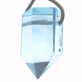 Aqua Aura-kristal, Groot,  hanger L. 4 cm. 1x UNIEK.