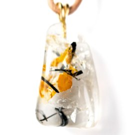 Toermalijn, Kwarts Lemon hanger, Groot 1x UNIEK