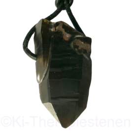 Rookkwarts " Morion "   A-kwaliteit hanger L. 4,6 cm. 1x uniek ex.