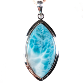 Larimar 1A kwaliteit groot  Zilveren hanger | 1x UNIEK