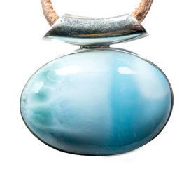Larimar 1A kwaliteit medium groot  Zilveren hanger | 1x UNIEK