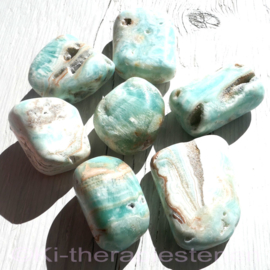 Calciet: Carribean Blue Calciet trommelsteen. (XXL) per st.*